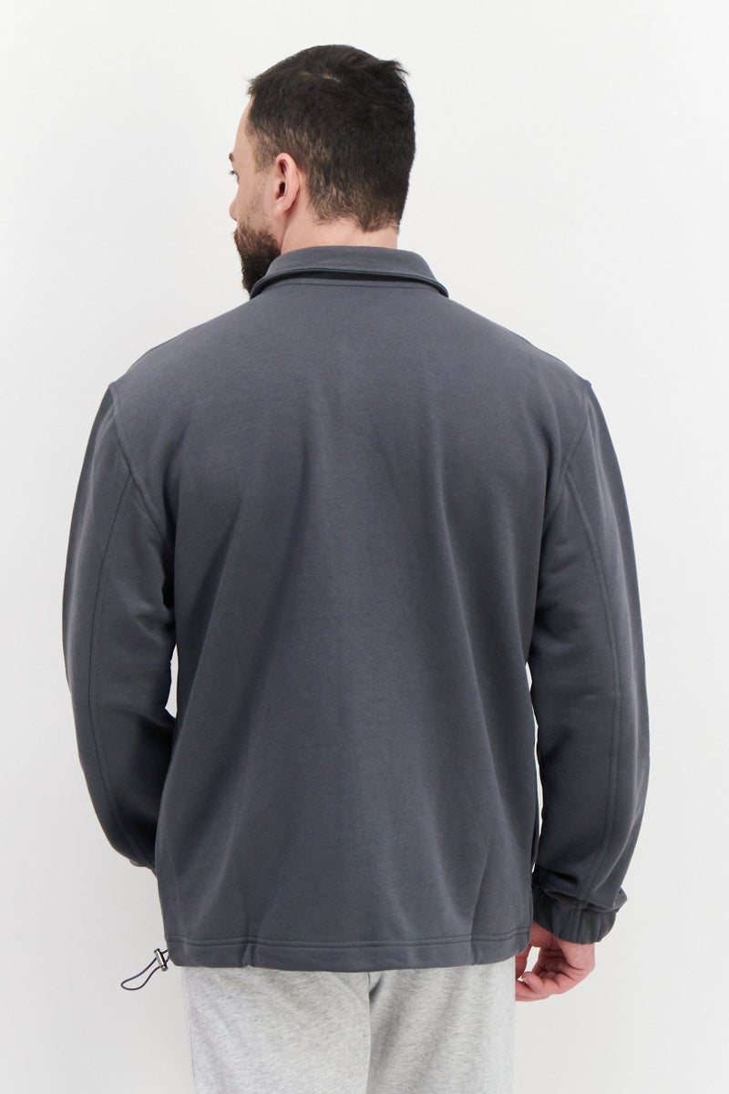 FILA جاكيتات خارجية بأكمام طويلة وملابس رياضية للرجال، رمادي - Image 2