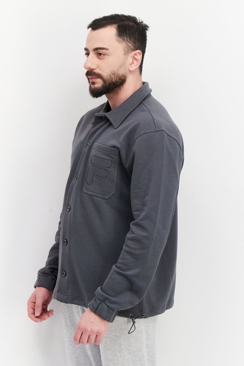 FILA جاكيتات خارجية بأكمام طويلة وملابس رياضية للرجال، رمادي - Image 3