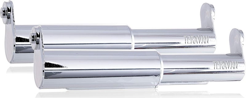 Teravan Standard Toilet Paper Holder Extender for ExtraLarge Rolls  Perfect for Double Triple Rolls in Regular or Ceramic Bathroom Wall Holders Silver Set of 2