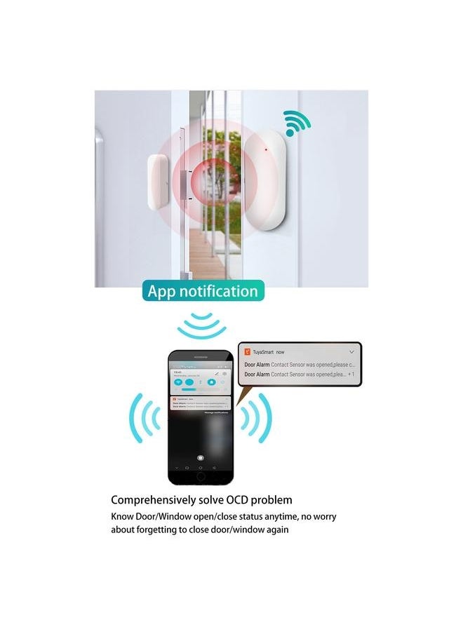NIBEMINENT - WIFI Door Sensors Alarms Contact Wireless Door Window Magnet Entry Detector Sensor for Home Security APP tuya - Image 1