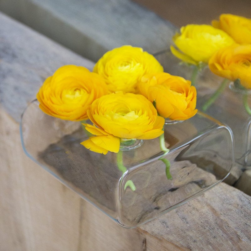 Chive â€˜Hudson 2 Fluteâ€™ Flower Vase â€” Beautiful Small 4-Hole Multi-Chambered Clear Glass Bud Vase â€” Perfect Flower Vases for Centerpieces, Wedding Decorations and Living Room Decor - Image 4