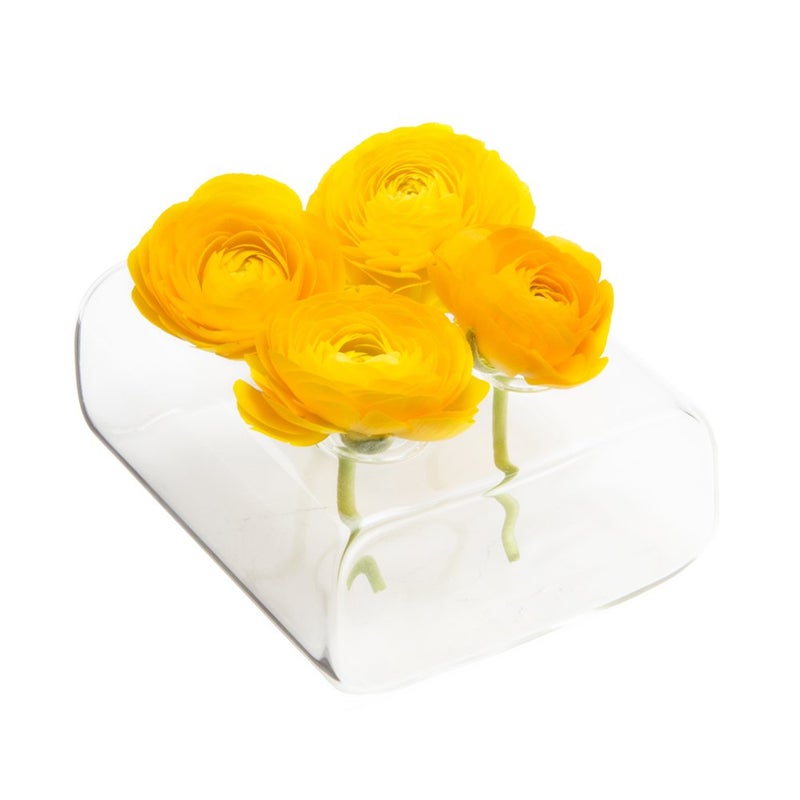 Chive â€˜Hudson 2 Fluteâ€™ Flower Vase â€” Beautiful Small 4-Hole Multi-Chambered Clear Glass Bud Vase â€” Perfect Flower Vases for Centerpieces, Wedding Decorations and Living Room Decor - Image 2