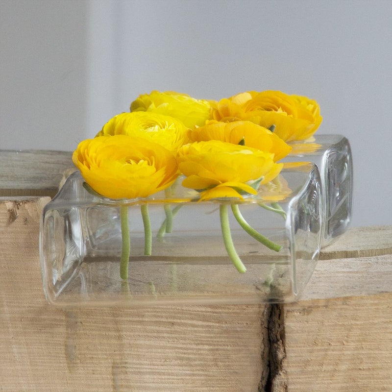 Chive â€˜Hudson 2 Fluteâ€™ Flower Vase â€” Beautiful Small 4-Hole Multi-Chambered Clear Glass Bud Vase â€” Perfect Flower Vases for Centerpieces, Wedding Decorations and Living Room Decor - Image 3