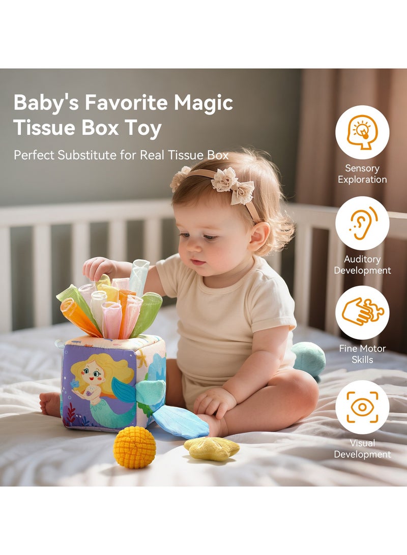 general Baby multifunctional fabric early education tissue box toy color and pattern cognitive toy funhouse mirror tissue box - Image 4