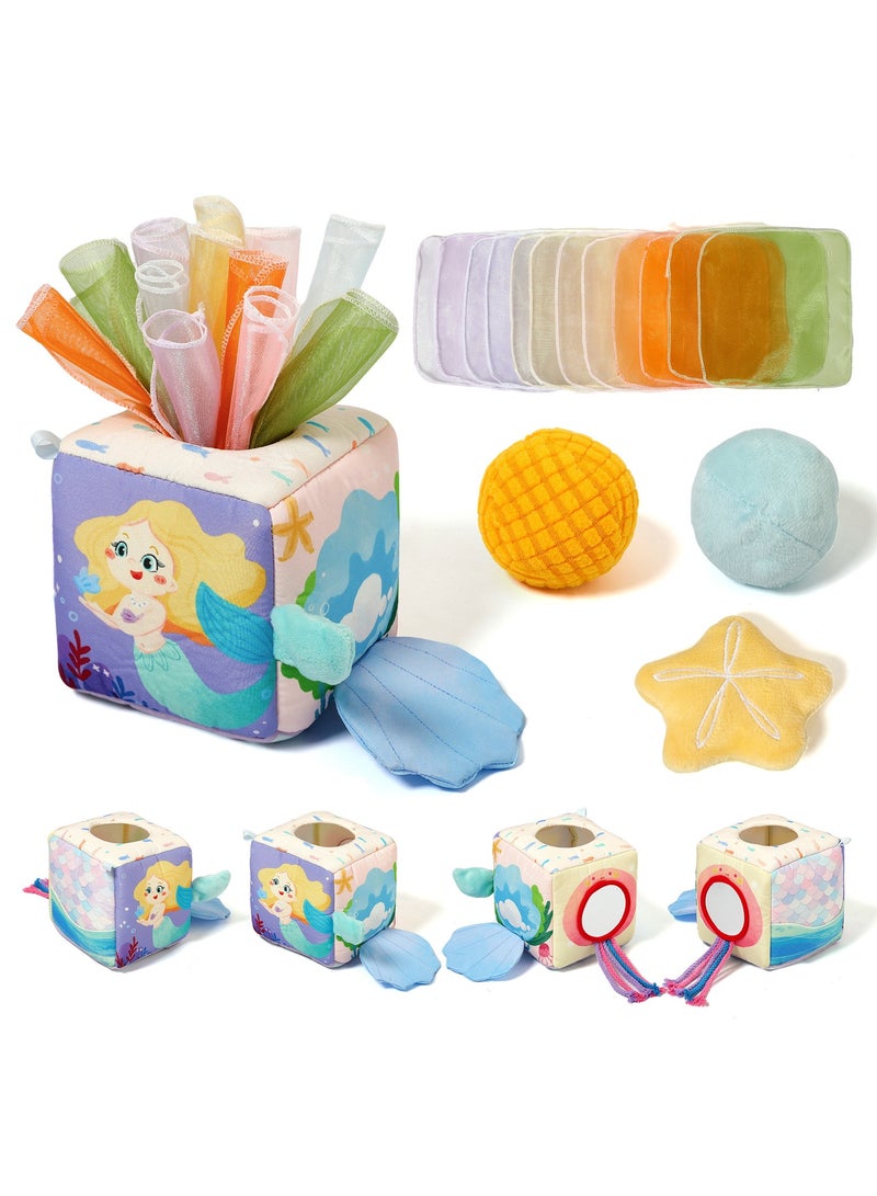 general Baby multifunctional fabric early education tissue box toy color and pattern cognitive toy funhouse mirror tissue box - Image 1