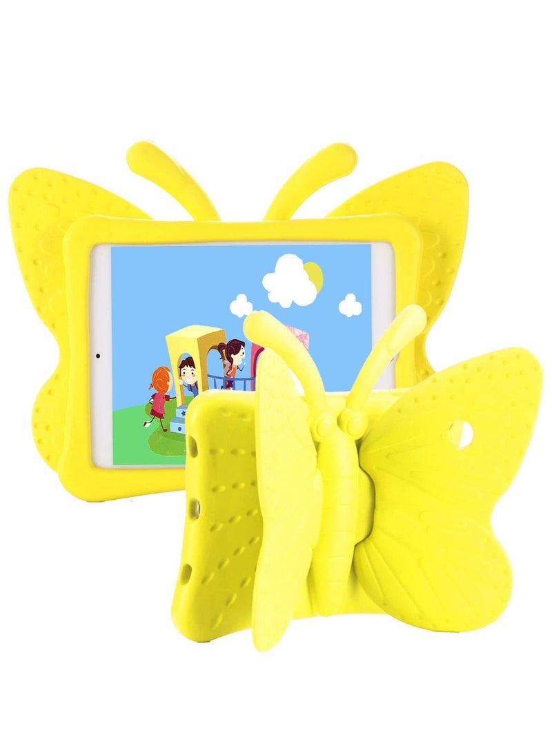 iPad case for Kids, 3D Cartoon Butterfly Non-Toxic EVA Light Weight Kid Proof Shockproof case with Kickstand for ipad 5/ ipad 6 /ipad pro 9.7/ New iPad 2017 case ( Yellow) - Image 1