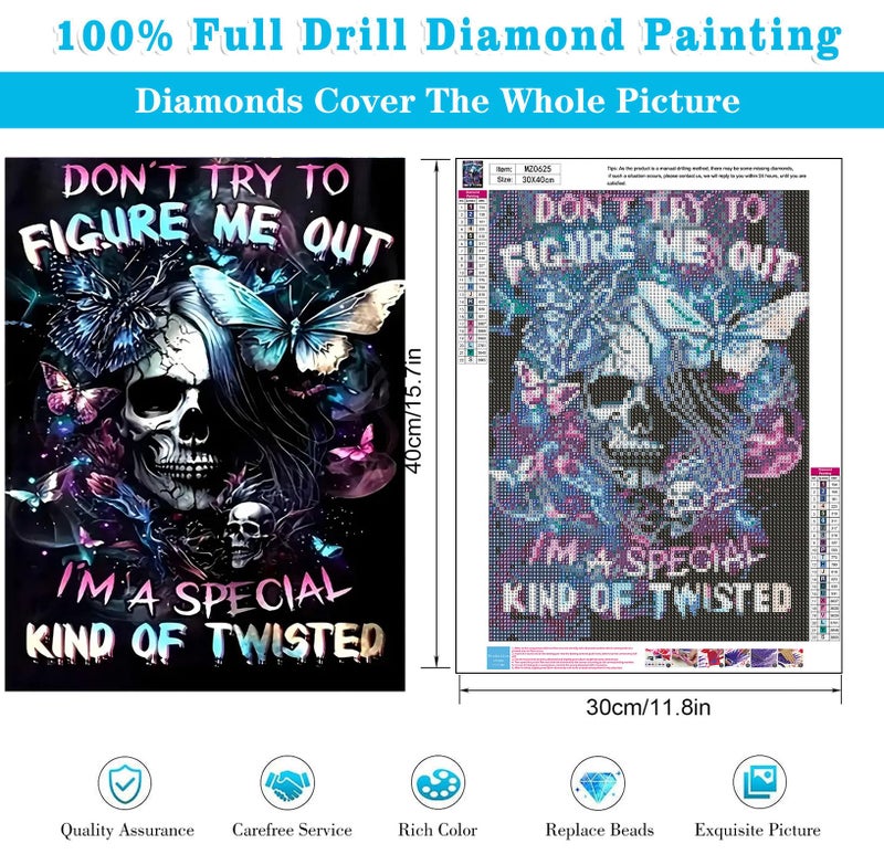 Meothan Diamond Art Kits for Adults, 5D DIY Skull Diamond Painting Kits for Adults Beginners, Diamond Dots Kits Gem Arts Crafts for Living Room Bedroom Offices Home Wall Decor 12X16 Inch - Image 3