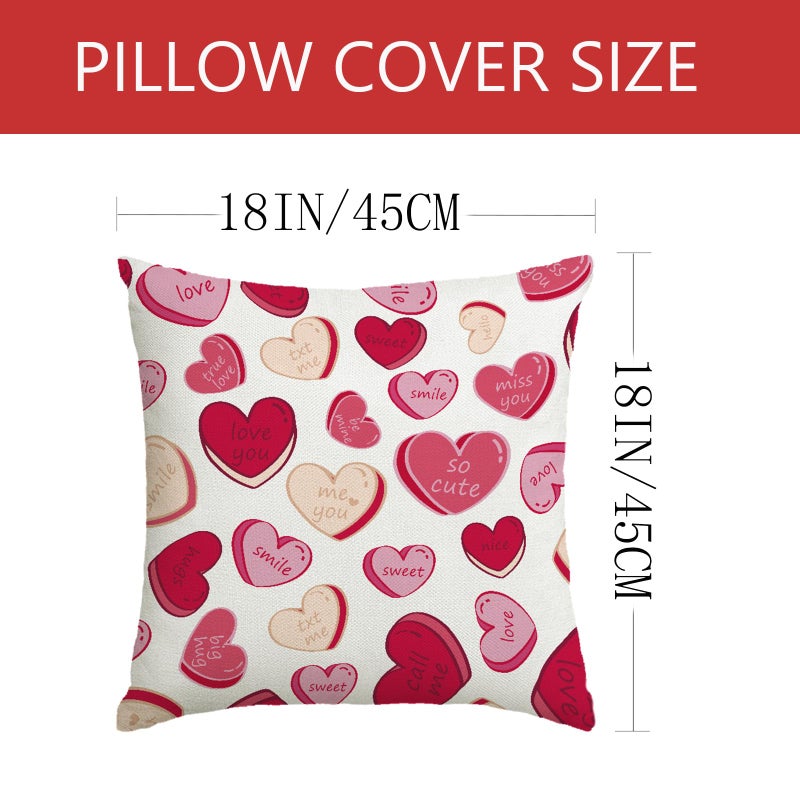 YOSICHY Valentines Day Decorations-Valentine Pillow Covers 18X18 Set Of 4  Pink Hearts Love You Happy Valentine'S Day Throw Outdoor Pillow Covers Anniversary Wedding Cushion Case For Home Sofa Couch Decor - Image 3