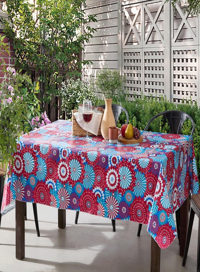 Newbridge Rectangle Vinyl Tablecloth with Flannel Backing, 60 x 102 Inch, USA Pinwheel, Indoor/Outdoor Vinyl Table Cover, Red, White and Blue Celebration - Image 3