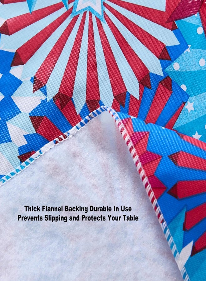 Newbridge Rectangle Vinyl Tablecloth with Flannel Backing, 60 x 102 Inch, USA Pinwheel, Indoor/Outdoor Vinyl Table Cover, Red, White and Blue Celebration - Image 2