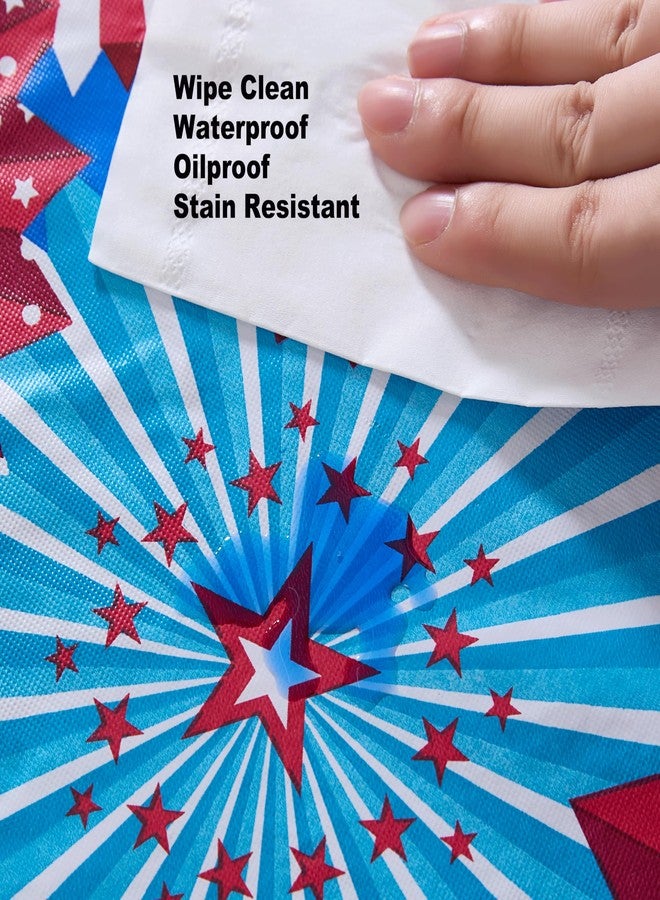 Newbridge Rectangle Vinyl Tablecloth with Flannel Backing, 60 x 102 Inch, USA Pinwheel, Indoor/Outdoor Vinyl Table Cover, Red, White and Blue Celebration - Image 4