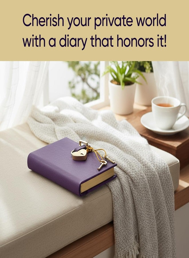 Graphic Image Heart Lock Diary - Purple Saffiano Leather | Handbound in the USA | Secure Lock & Key | 240 Lined Pages | Elegant Leather Journal with Satin Ribbon Marker | Personalizable Gift Edition - Image 4