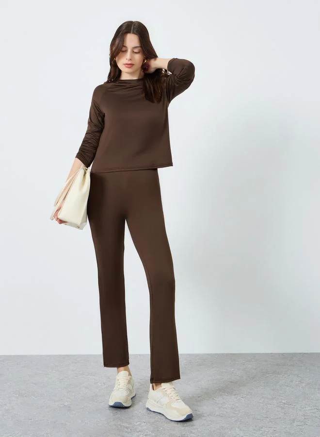 Styli Solid Fit T-shirt and Leggings Set