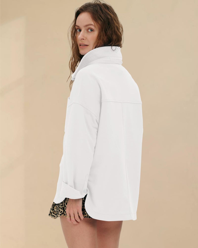 Locachy Women's Casual Oversized Polo Neck Sweatshirt Lapel Long Sleeve Button Pullover Tops Fashion Outfits Clothes White XXL - Image 2