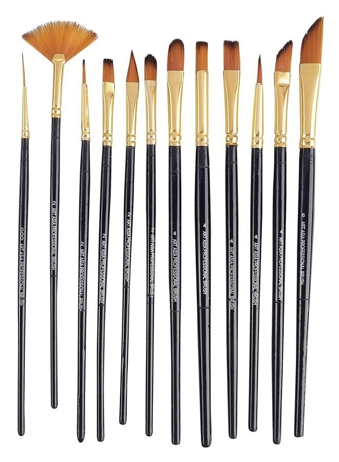 كبير آرت مجموعة فرش الرسم المصنوعة من النايلون الصناعي من كابير آرت، مكونة من 12 قطعة للرسم بالألوان المائية والأكريليك، بيج، صناعية - Image 1