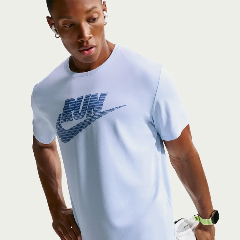 Nike Blue Men's Miler Dri-FIT UV Running T-Shirt for Men | Best Price UAE