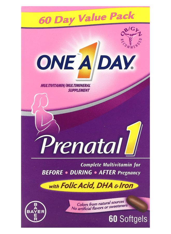 Prenatal 1 with Folic Acid DHA & Iron 60 Softgels