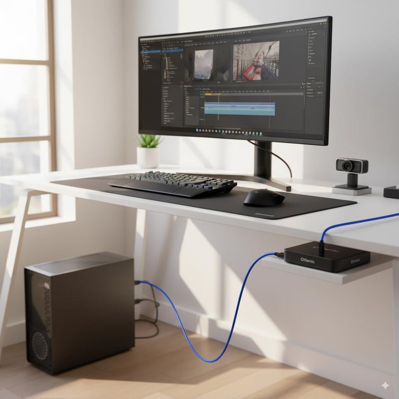 أورلينيك موسّع نطاق USB 2.0 طويل المدى من Orlenic - اتصال سلس، مدى ممتد مع كابل إيثرنت Cat 6، إعداد التوصيل والتشغيل، حتى 120 مترًا/393 قدمًا - Image 4