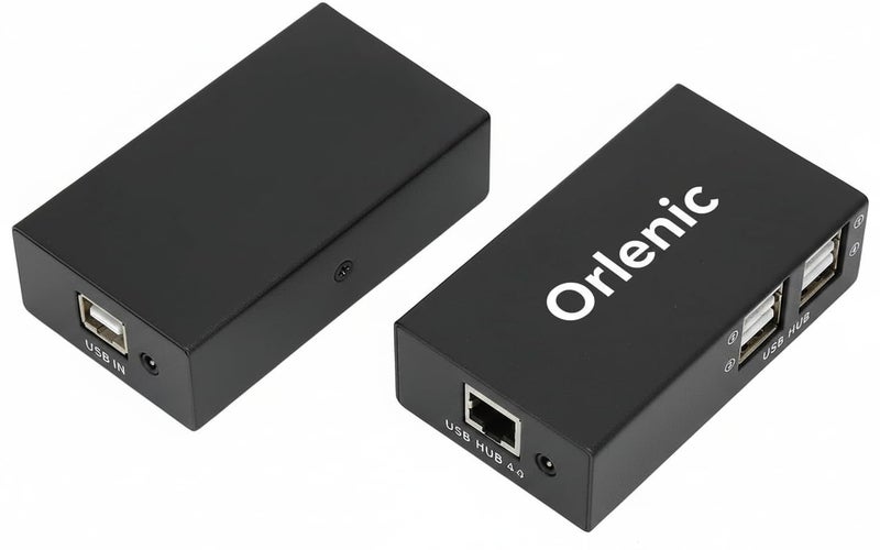 أورلينيك موسّع نطاق USB 2.0 طويل المدى من Orlenic - اتصال سلس، مدى ممتد مع كابل إيثرنت Cat 6، إعداد التوصيل والتشغيل، حتى 120 مترًا/393 قدمًا - Image 1