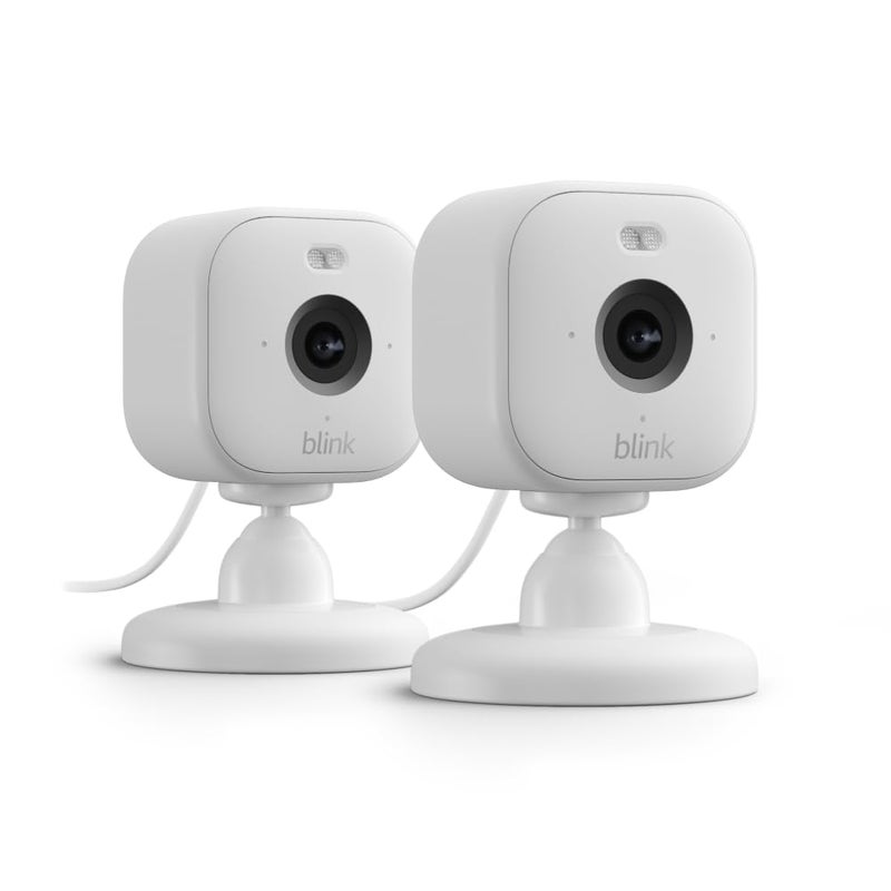 Blink Mini 2 (newest model), Plug-in smart security camera, HD night view in color, built-in spotlight, two-way audio, motion detection, Works with Alexa — 2 Cameras (White) - Image 1