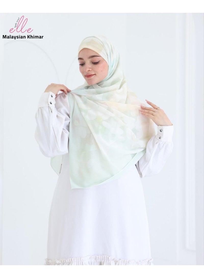 ايل خمار ماليزي حريمي مطبوع – خامة خفيفة وثابتة – تصميم أنيق بطبعات ناعمة – مقاس 150×150 - Image 1