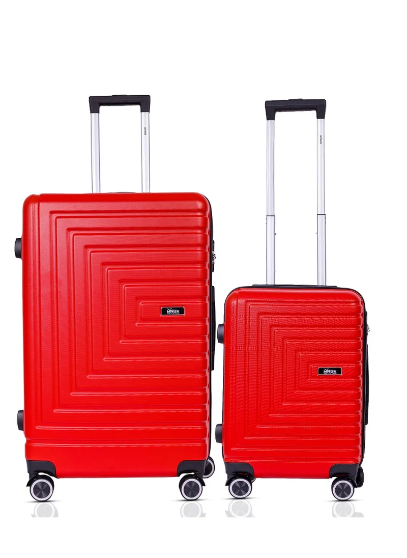 MNUK Pilgrimage Set of 2 Traveling Luggage | Hardside Soft Handle Trolley Bag with TSA Lock |Double 360° 8 Wheeler| Cabin-20 Inch, Large-28 Inch| Red