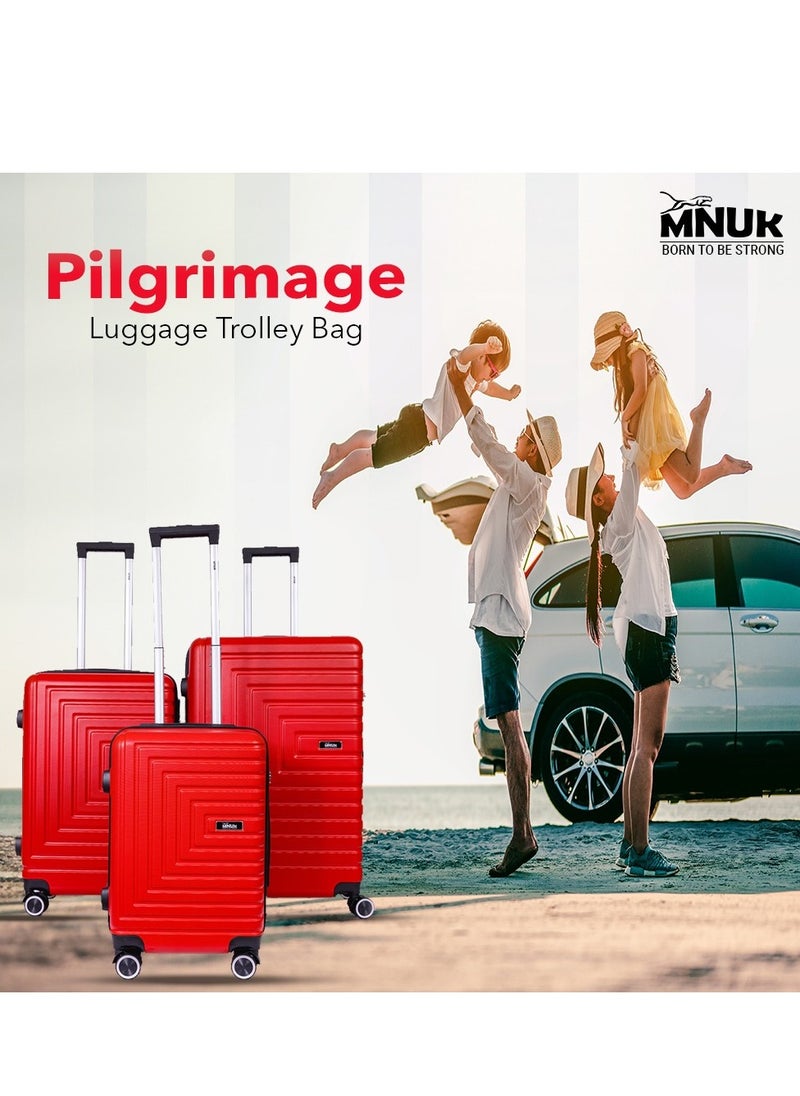 MNUK - Pilgrimage Set of 2 Traveling Luggage | Hardside Soft Handle Trolley Bag with TSA Lock |Double 360° 8 Wheeler| Cabin-20 Inch, Large-28 Inch| Red - Image 1