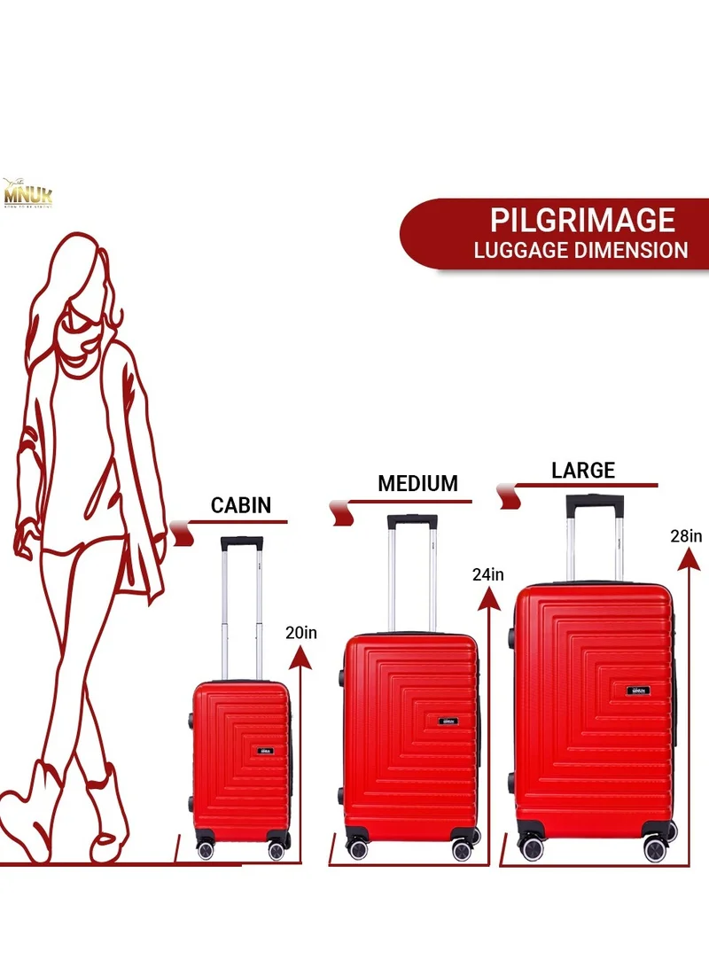MNUK Pilgrimage Set of 2 Traveling Luggage | Hardside Soft Handle Trolley Bag with TSA Lock |Double 360° 8 Wheeler| Cabin-20 Inch, Large-28 Inch| Red