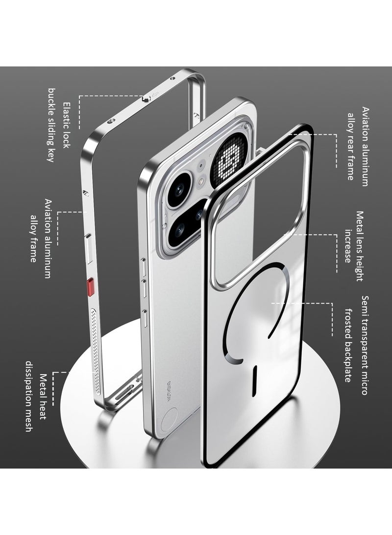 general Magnetic protective case compatible with the Nothing Phone 4a Pro 5G, featuring a flexible, matte-finish back panel and a PC-metal frame, with shock- and drop-resistant protection and wireless charging support - Image 3