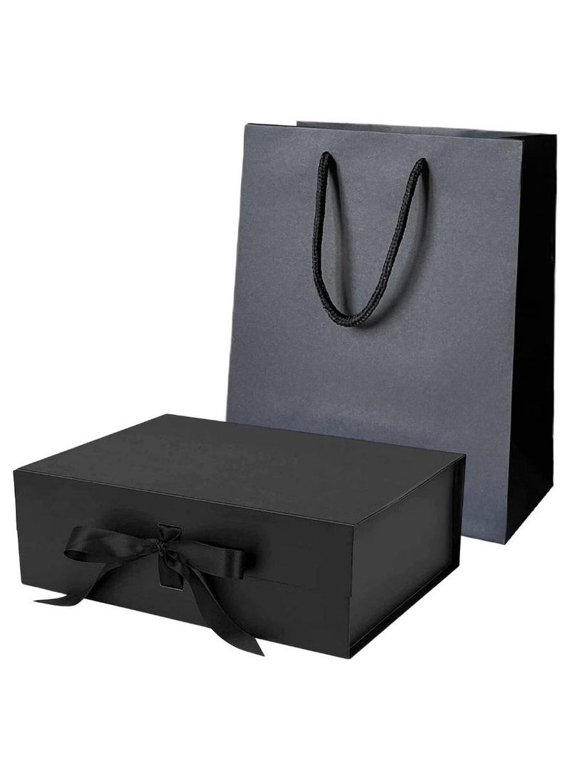 Gift Box 26 * 19 * 8cm with Ribbon and Magnetic Closure with Paper bag for New Year Wedding Eid Birthday Groomsman Father's Day Presents Display and Packing - Image 1