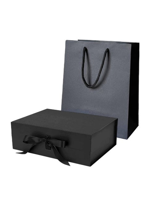Gift Box 26 * 19 * 8cm with Ribbon and Magnetic Closure with Paper bag for New Year Wedding Eid Birthday Groomsman Father's Day Presents Display and Packing