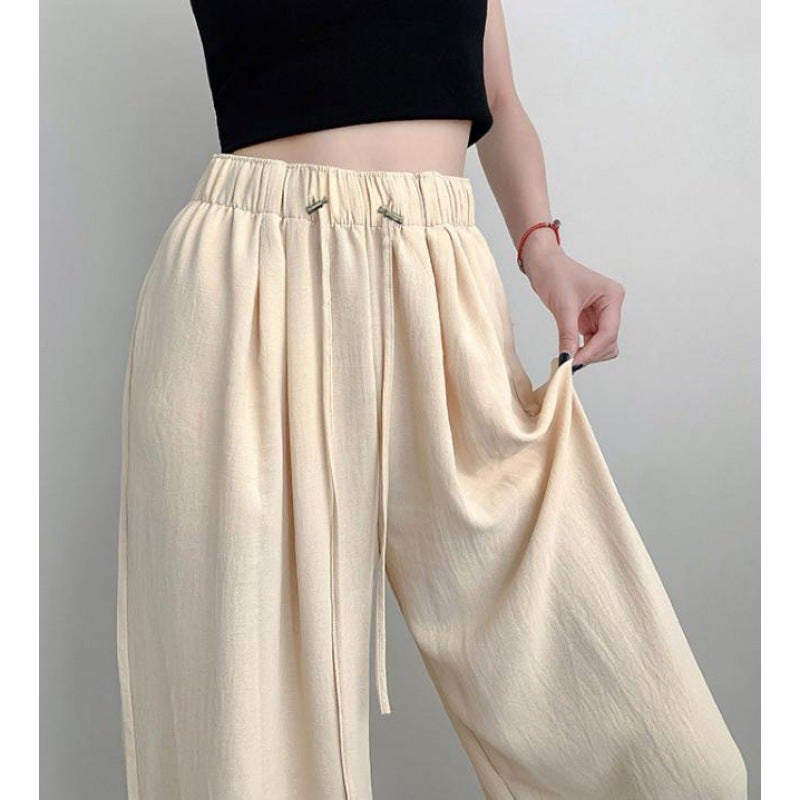 Pregnant Womens Wide Leg Pants 2024 Summer Thin Loose Slimming Lazy Cotton and Linen Pleated Yamamoto Pants Non-abdominal Pregnant Women Pants Pink  - Image 2