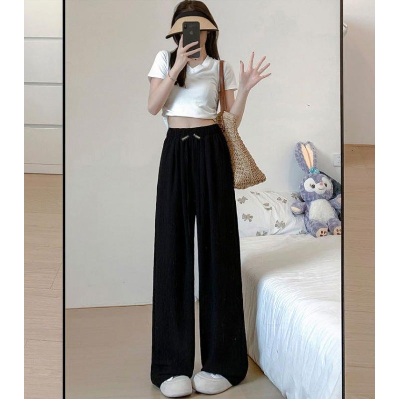 Pregnant Womens Wide Leg Pants 2024 Summer Thin Loose Slimming Lazy Cotton and Linen Pleated Yamamoto Pants Non-abdominal Pregnant Women Pants Pink  - Image 3