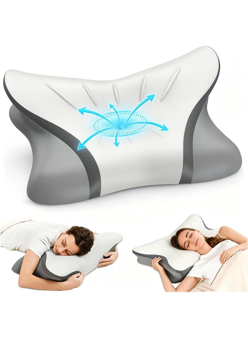 Crisgo Cervical Neck Pillow for Pain Relief, Ergonomic Bed Pillow for Sleeping, Contour Orthopedic Memory Foam Pillows for Neck Support, Cooling Side Sleeper Pillow for Back Stomach Sleepers - Image 1
