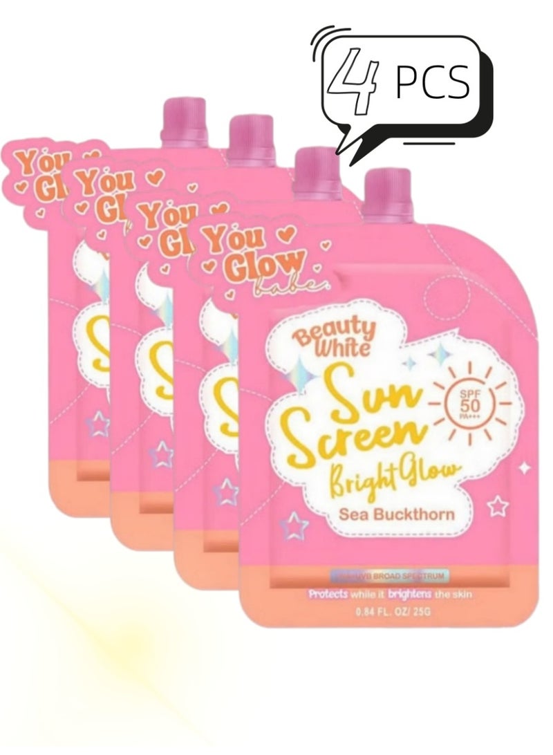You Glow Babe Beauty White Sunscreen 4PCS Travel Set – SPF 50 PA+++ Lightweight Non-Greasy UV Protection, Portable Daily Sunblock with Sea Buckthorn, Hydrating Formula for Outdoor & On-the-Go Use - Image 1