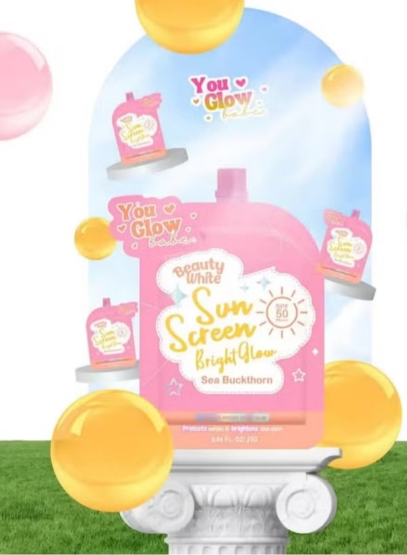 You Glow Babe Beauty White Sunscreen 4PCS Travel Set – SPF 50 PA+++ Lightweight Non-Greasy UV Protection, Portable Daily Sunblock with Sea Buckthorn, Hydrating Formula for Outdoor & On-the-Go Use - Image 5