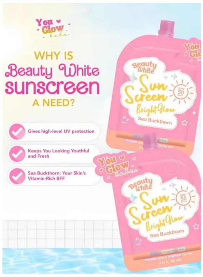 You Glow Babe Beauty White Sunscreen 4PCS Travel Set – SPF 50 PA+++ Lightweight Non-Greasy UV Protection, Portable Daily Sunblock with Sea Buckthorn, Hydrating Formula for Outdoor & On-the-Go Use - Image 3