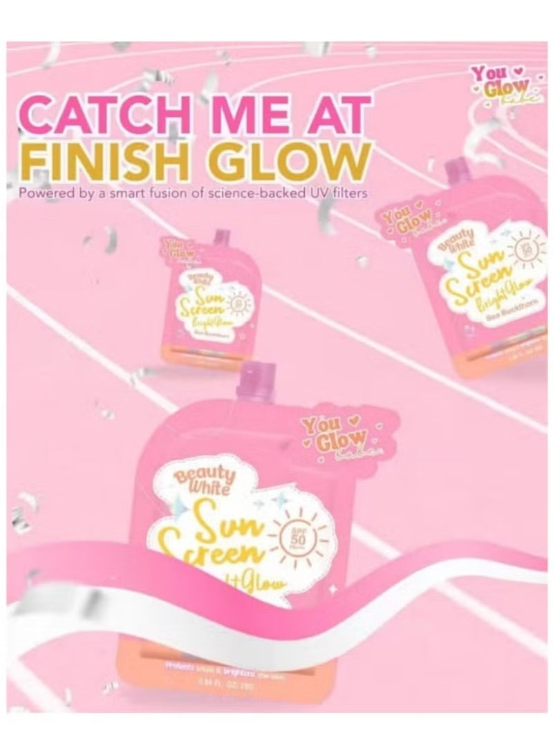 You Glow Babe Beauty White Sunscreen 4PCS Travel Set – SPF 50 PA+++ Lightweight Non-Greasy UV Protection, Portable Daily Sunblock with Sea Buckthorn, Hydrating Formula for Outdoor & On-the-Go Use - Image 4