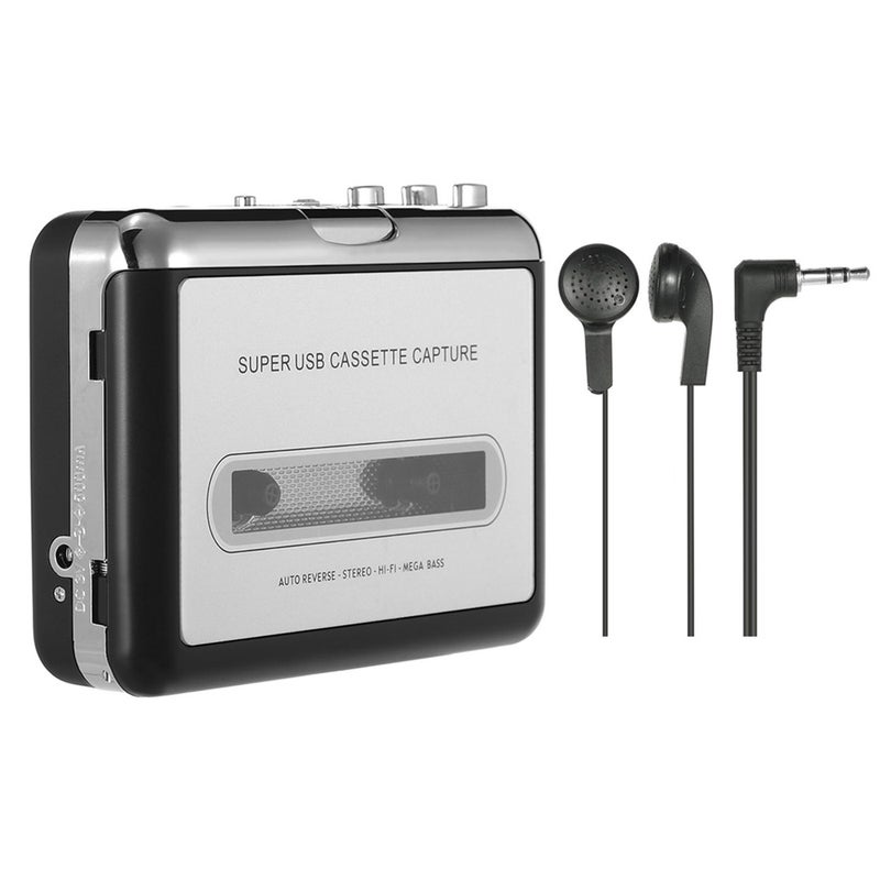 إزكاب محول شريط كاسيت إلى MP3 USB مع سماعة أذن موديل V2851_P لون أسود - Image 4
