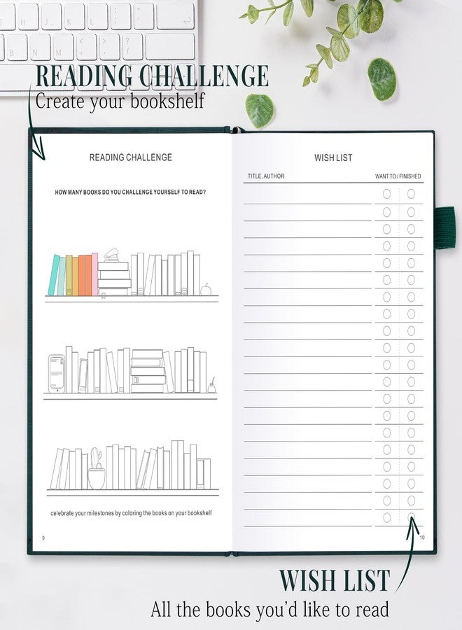 JUBTIC Reading Journal - Book Journal Reading Log for 75 Book Review and Track Your Reading Progress - Gift Book Accessories for Book Lovers and Voracious Readers - 75 Books，A5 Size (Pine Green) - Image 4
