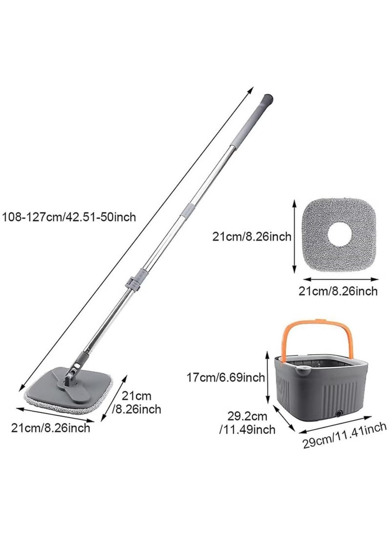 JAJEEK - Spin Mop and Bucket Set with Adjustable Stainless Steel Handle, Self-Wringing 360° Rotating Square Mop-Head – Easy to Use, High Efficiency, for Deep Cleaning Floors, Tiles, and More - Image 1