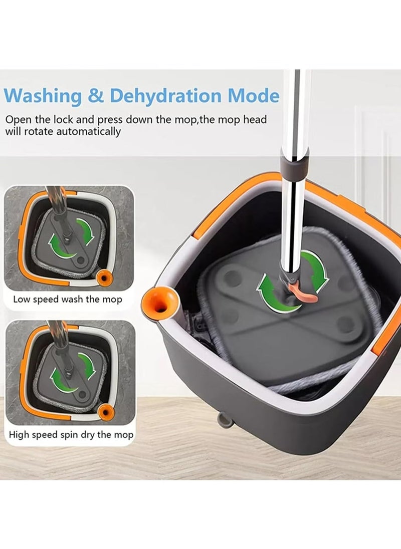 JAJEEK - Spin Mop and Bucket Set with Adjustable Stainless Steel Handle, Self-Wringing 360° Rotating Square Mop-Head – Easy to Use, High Efficiency, for Deep Cleaning Floors, Tiles, and More - Image 1