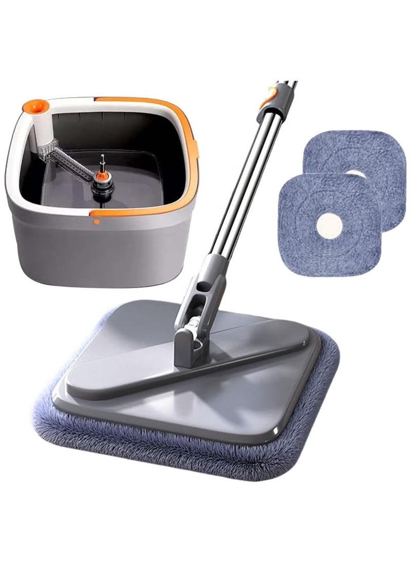 JAJEEK - Spin Mop and Bucket Set with Adjustable Stainless Steel Handle, Self-Wringing 360° Rotating Square Mop-Head – Easy to Use, High Efficiency, for Deep Cleaning Floors, Tiles, and More - Image 1