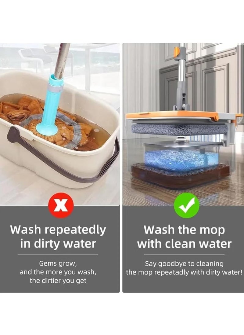 JAJEEK - Spin Mop and Bucket Set with Adjustable Stainless Steel Handle, Self-Wringing 360° Rotating Square Mop-Head – Easy to Use, High Efficiency, for Deep Cleaning Floors, Tiles, and More - Image 1
