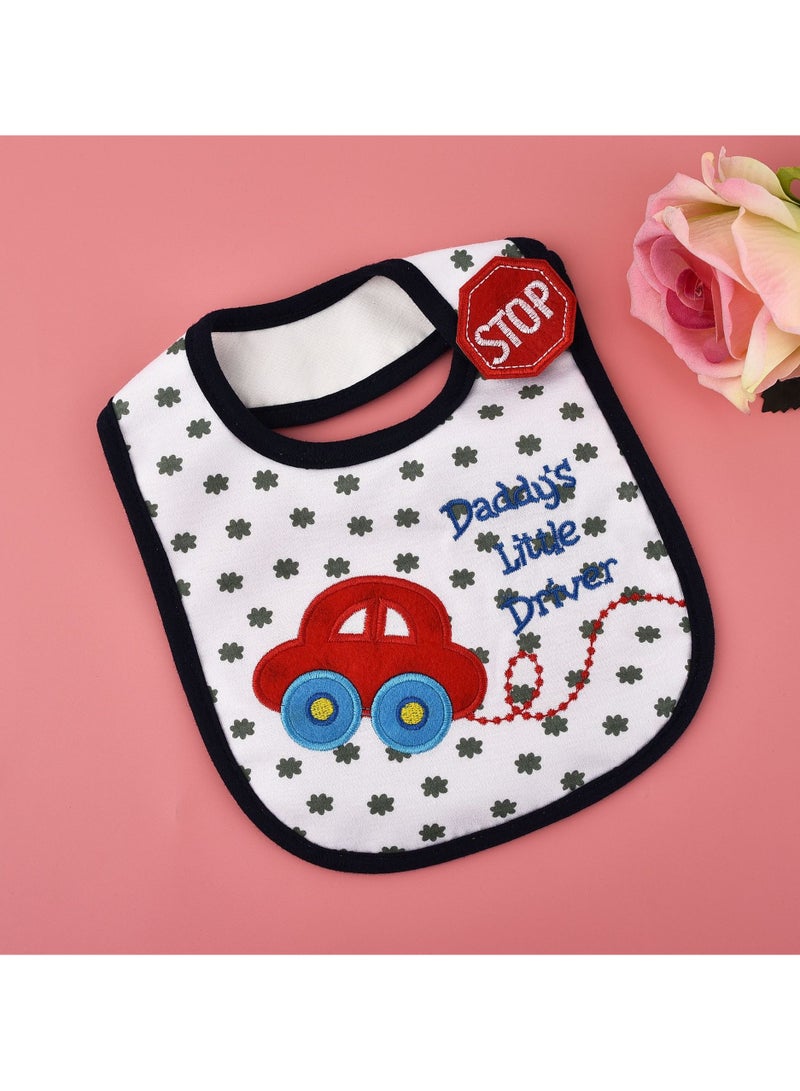 DOOKOO 5-Piece Cotton Waterproof Baby Bibs, Hook Loop Closure Newborn Babies Bib, Keepsake Baby Gift for Drooling Feeding Eating - Image 2