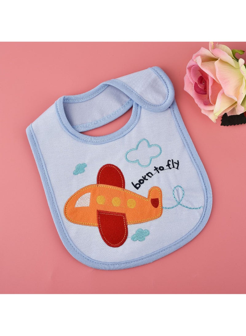 DOOKOO 5-Piece Cotton Waterproof Baby Bibs, Hook Loop Closure Newborn Babies Bib, Keepsake Baby Gift for Drooling Feeding Eating - Image 3