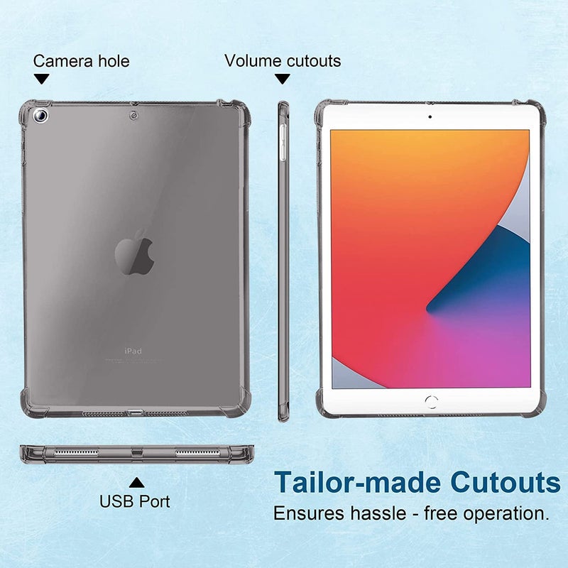 Moca Shock Resistance Soft TPU Back Case Cover for iPad 10.2 inch iPad 9 9th, 8 8th, 7 7th Gen iPad 2021 2020 2019 Launch A2603 A2604 A2605 A2270 A2428 A2429 A2430 A2197 A2198 A2200 - Black - Image 3