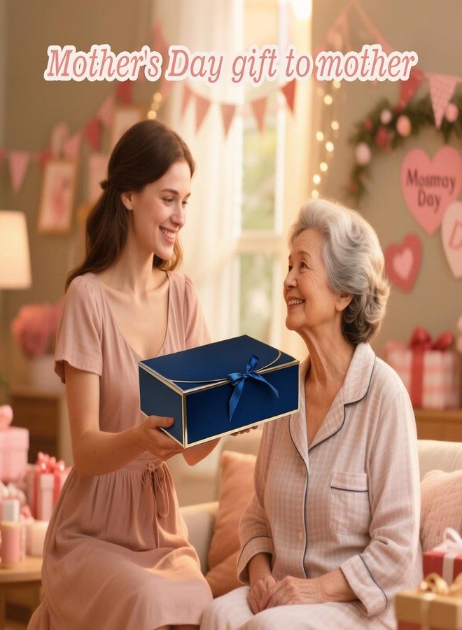 مجموعة علب هدايا WLUSEAXI مكونة من 10 قطع بتصميم ذي حواف ذهبية (10.6 × 7.8 × 3.1 بوصة) (أزرق) - Image 5