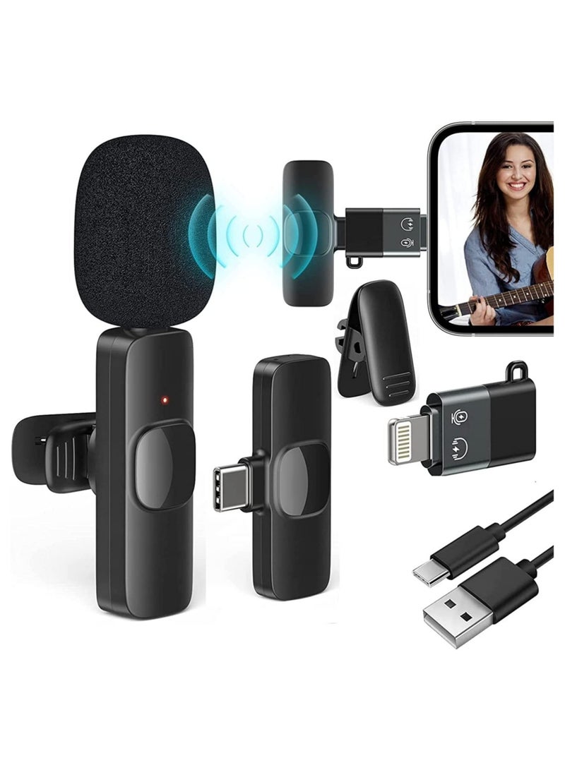 2.4GHz 2 in 1 K8 Wireless Microphone, Digital Mini Portable Recording Clip Mic with Receiver for All Type-C Lightning Mobile Phones Camera Laptop for Blogging YouTube Online Class - Image 1