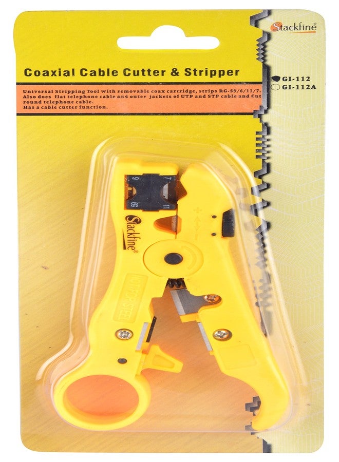 Stackfine GI-112 Coaxial Cable Cutter & Stripper, Yellow - Image 1